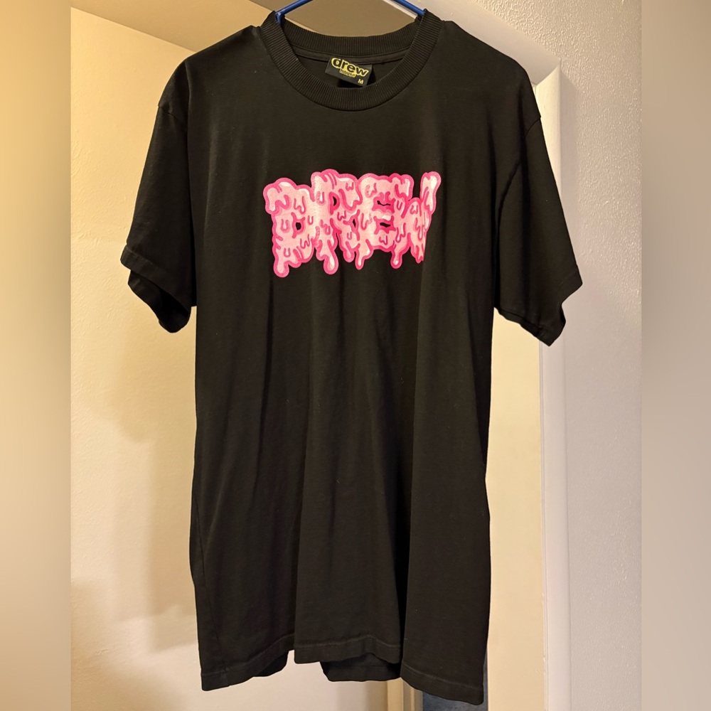 Drew House Black Tee with Pink Design